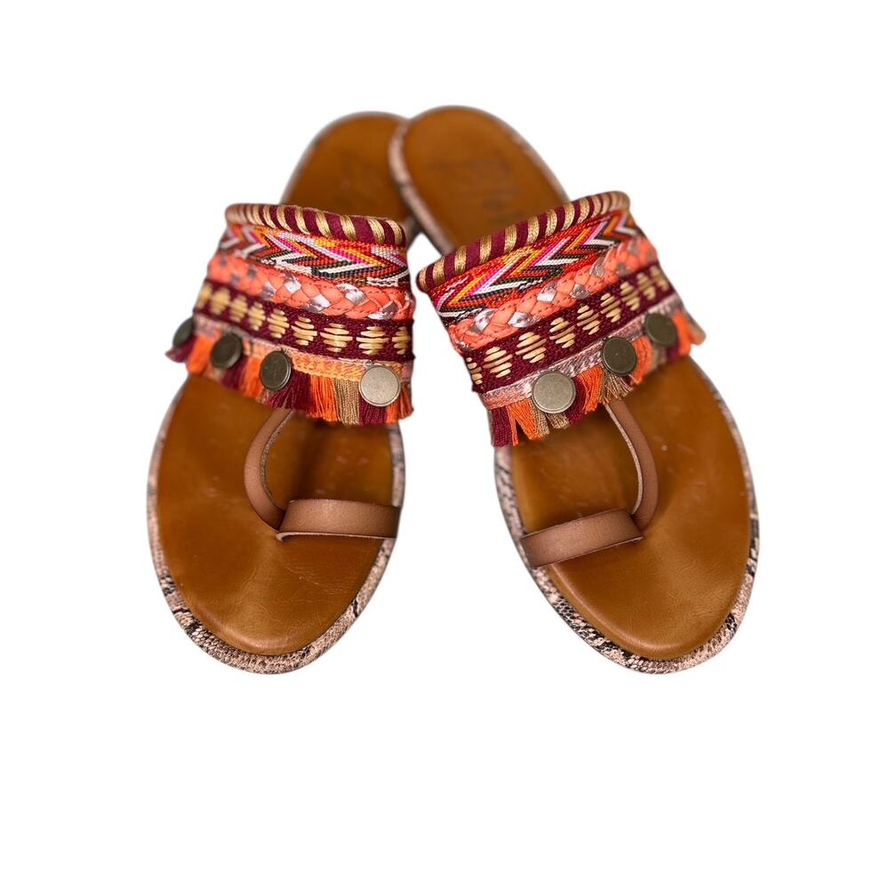 Blowfish Malibue Raelynn in Sea Lion Die Cut Multi Ribbons Sandals Sz. 9